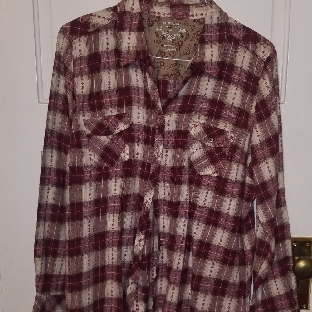 Plaid longsleeve blouse
